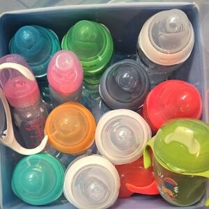 Colorful Baby Bottles and Sippy Cup Set